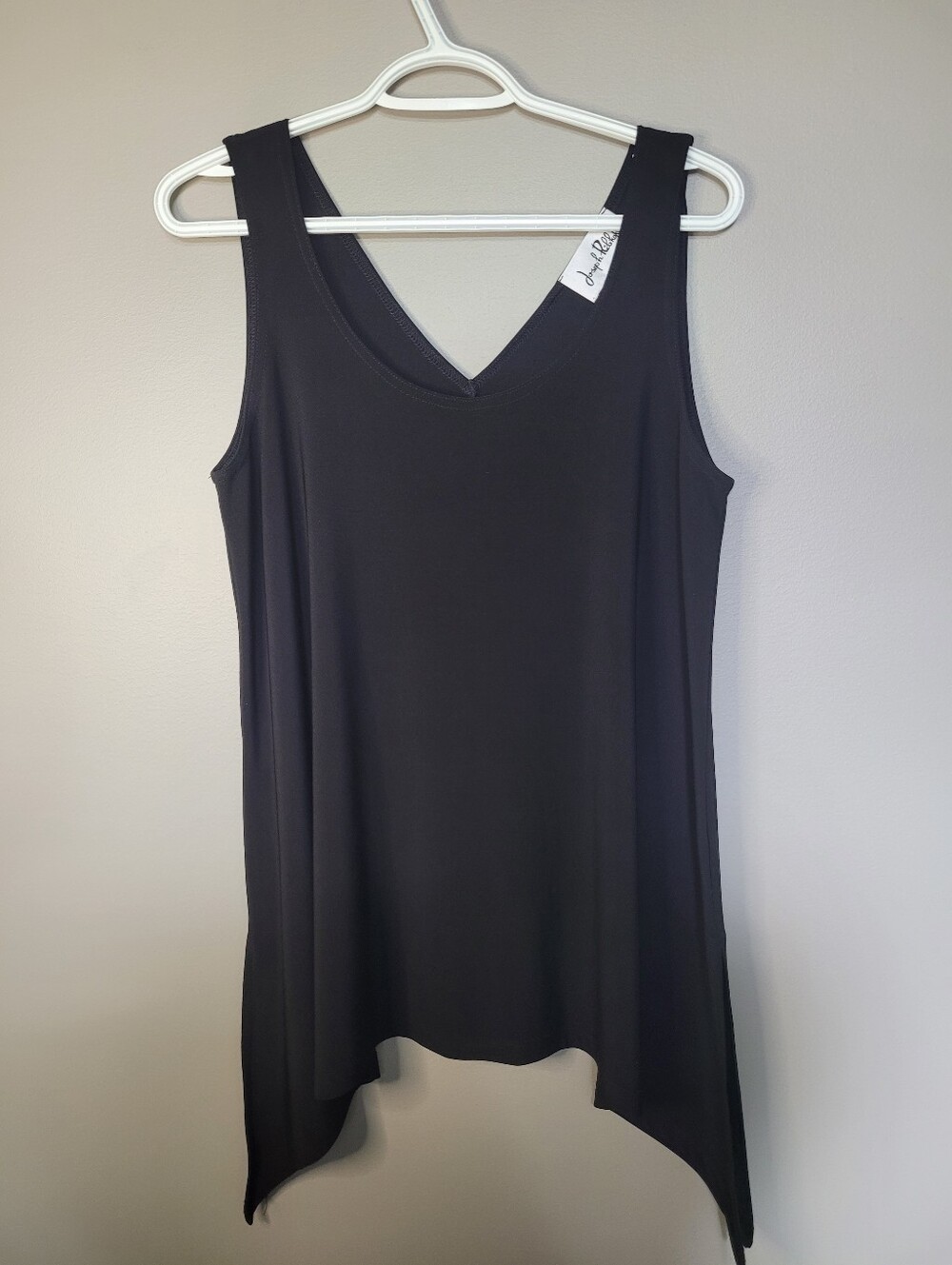 Joseph Ribkoff Black Flowy Tank Side Slits Closet Staple Classic Neutral 12